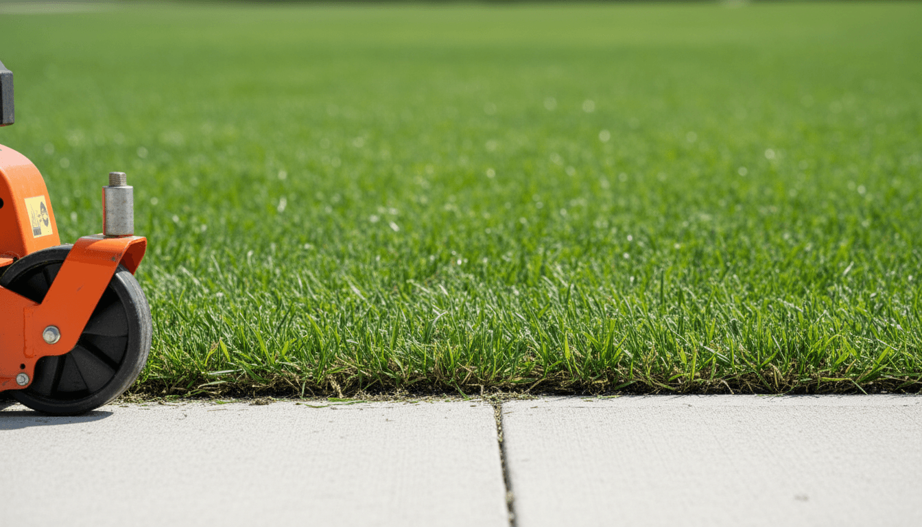 Well maintained green lawn with neat edges in front of a house